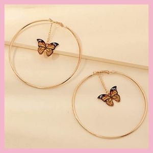 Butterfly hoop earrings